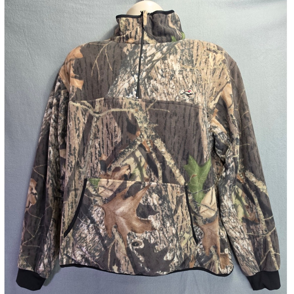 RedHead Mens Camo Fleece Quarter Zip Pullover Hunting Jacket Brown Green Size M
